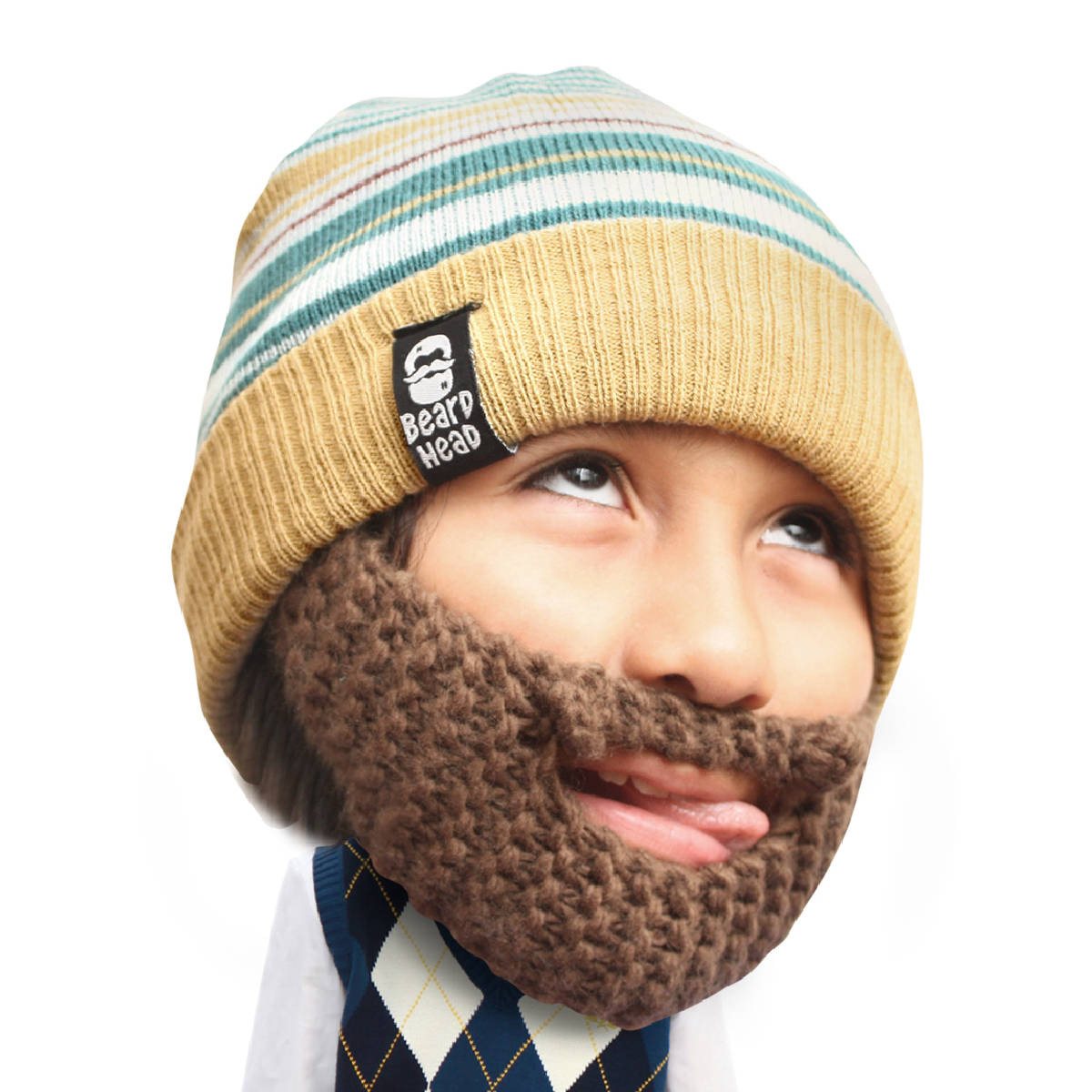 😋 Black or Brown Beanie and Beard for Kids